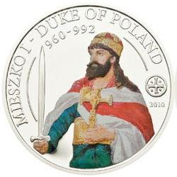Palau: Mieszko I - vévoda z Polska vybarvený 1/2 oz stříbro 2010 Proof