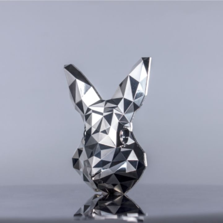 Lowpoly Lunar: Rabbit Mask Stacker 2 oz Silber Proof High Relief