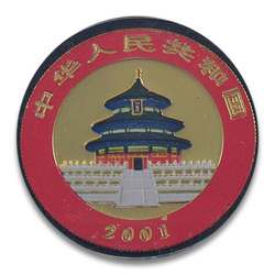 Panda cinese - Set di 5 monete d'oro 2001 Colorate