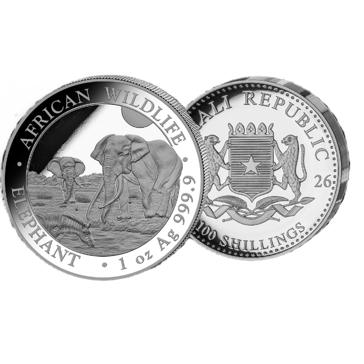 African Wildlife Elefante Somalo 1 oz argento 2026 Proof High Relief