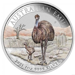 Emu australien coloré 1 once d'argent 2021