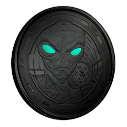 Ghana: Alien barevná 1 unce stříbra 2022 Black Rhodium Proof