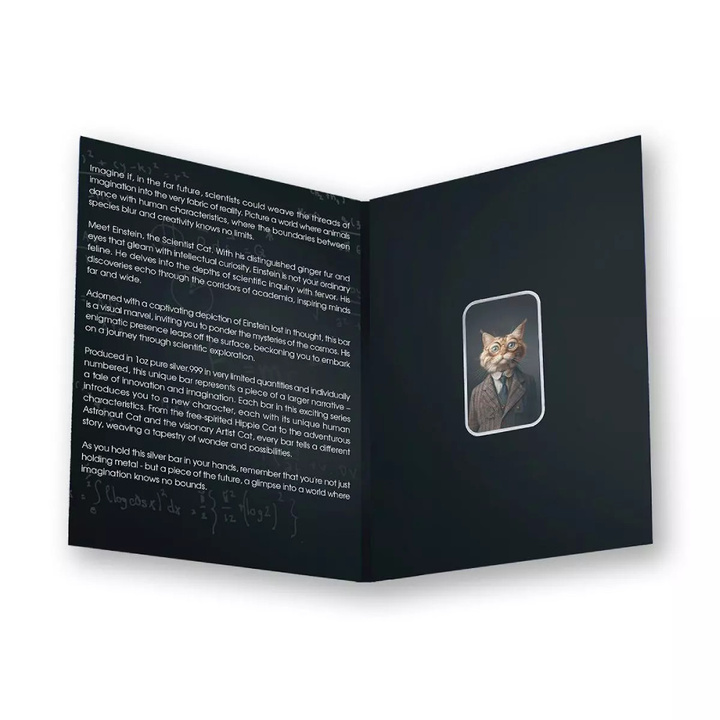 The Holy Land Mint - Human Cats - Einstein kolorovaná 1 unce Stříbra 2025
