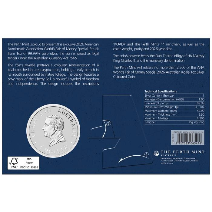 Koala 1 oz Argint 2026 Liberty Bell Privy ANA Coin Show Special