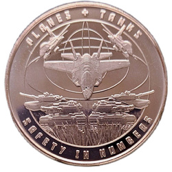 Medaglia in rame Safety in Numbers - Planes and Tanks 1 oz Copper