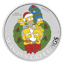 Tuvalu: The Simpson - Season's Greetings colorata 1 oncia d'argento 2022 (moneta in cartoncino)
