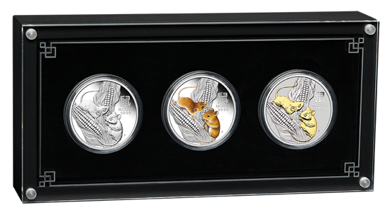Lunar III : Année du Rat Set 3 onces d'argent Première 01.10