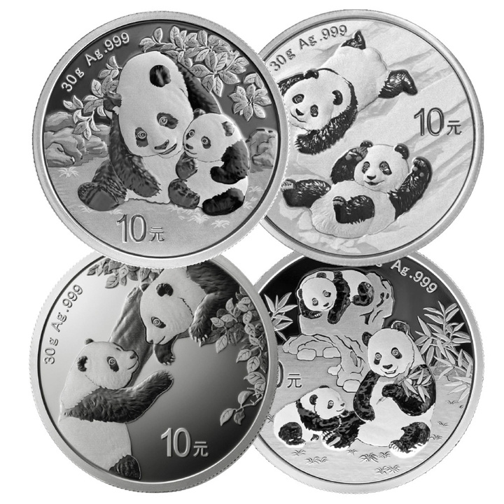 Chińska Panda 30 gramów Srebra Różne Roczniki
