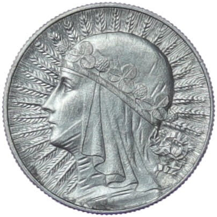 Poland: "Head of a Woman" Jadwiga 5 zloty Silver Random Year