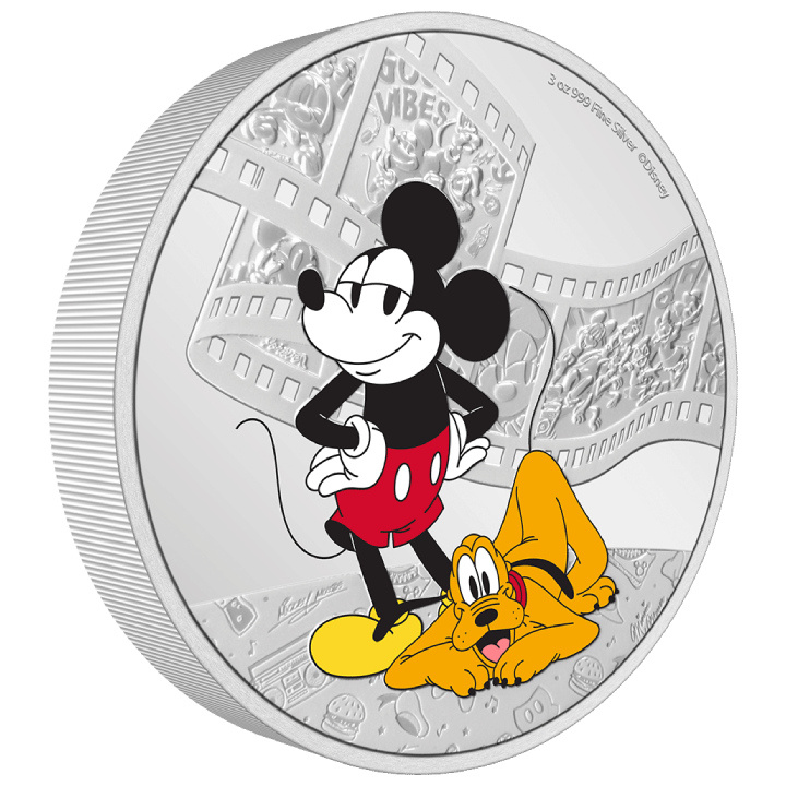 Niue: Disney Mickey & Friends - Mickey & Pluto coloured 3 oz Silber 2023 Proof