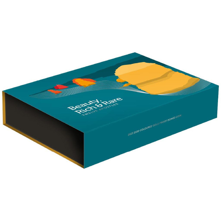 Belleza, Riqueza y Rareza: Doce Apóstoles coloreado 1 oz Oro 2023 Proof Domed Coin