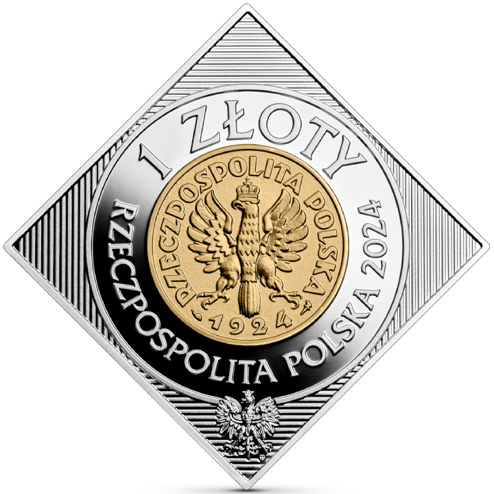 100° anniversario dell'introduzione dello zloty in circolazione - 1 złoty placcato in oro Argento 2024 Proof