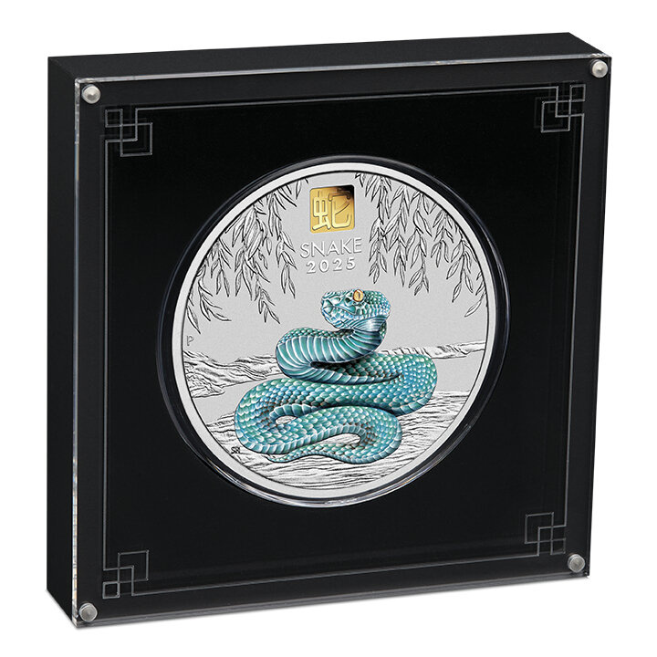 Perth Mint: Lunar III - Anno del Serpente colorato 1000 grammi d'argento 2025 Gold Privy Mark