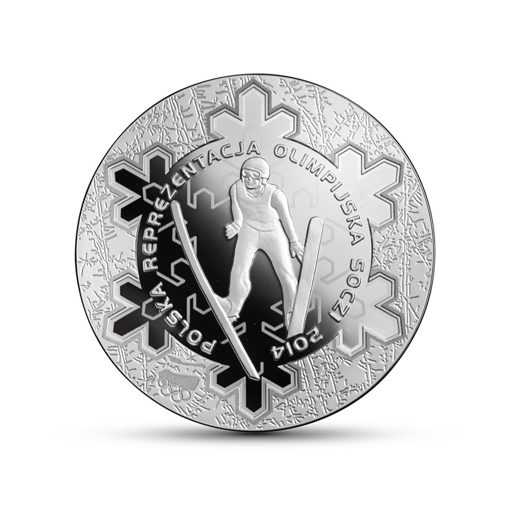Pièce de 10 zlotys de l'équipe olympique polonaise de Sochi 2014 épreuve en argent 2014