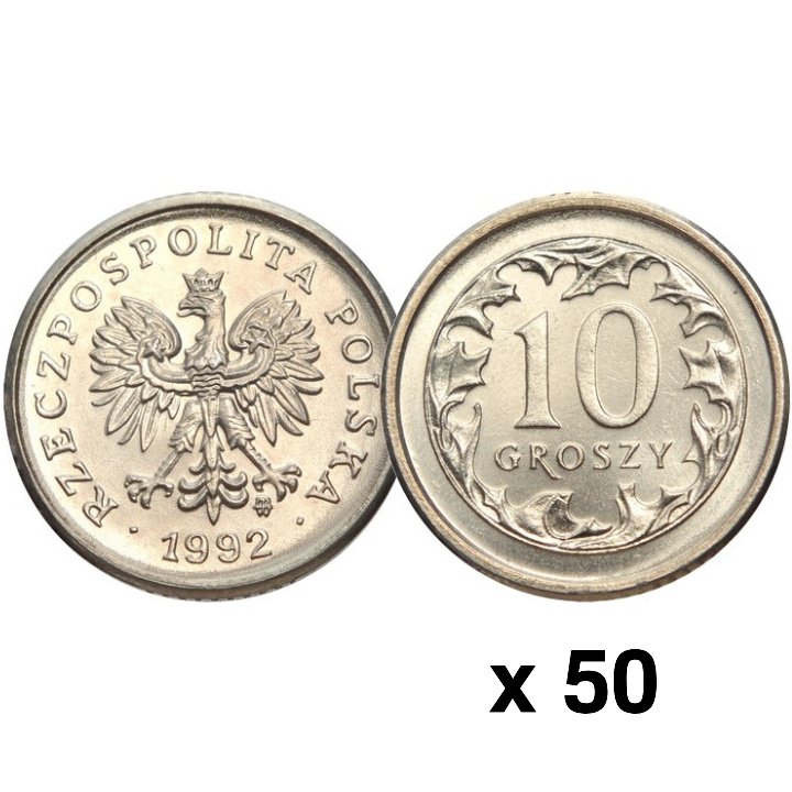 Banque nationale de Pologne : 10 groszy Rouleau bancaire (50 pièces) - Différentes années