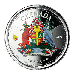 Grenade : Coat of Arms coloré 1 once d'argent 2021