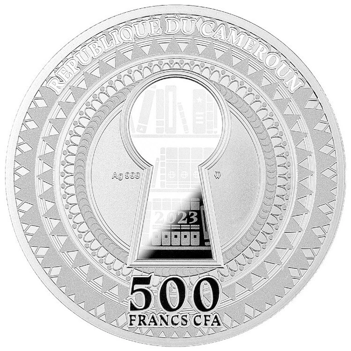 Monedă de Argint Camerun Key of Knowledge colorată 500 Francs 2023 Proof