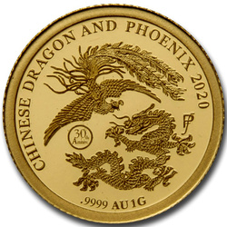 Fiji: Chinese Dragon & Phoenix set of 2 coins - 1 gram Gold & 1 oz Silver 2020 Proof