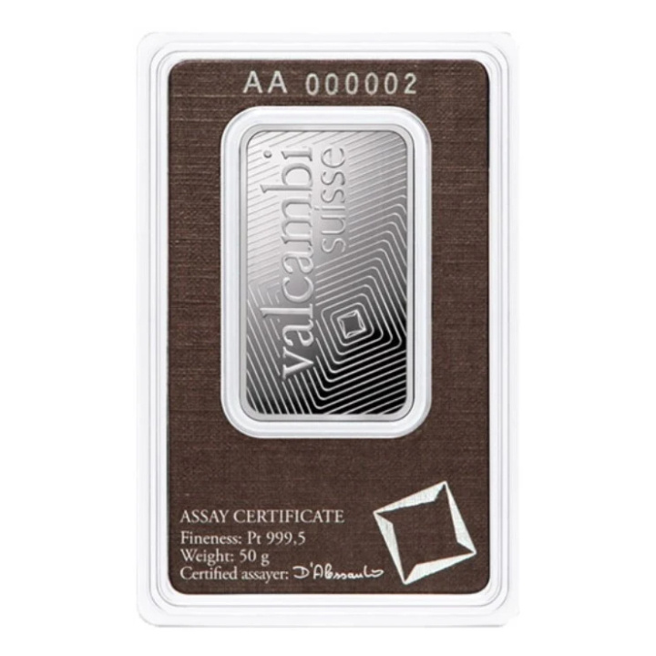Valcambi 50 gram Platinum Bar