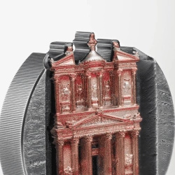 Îles Cook : Petra Al‑Khazneh, pièce en argent colorisée de 5 onces, 2025, finition antique, en haut relief.