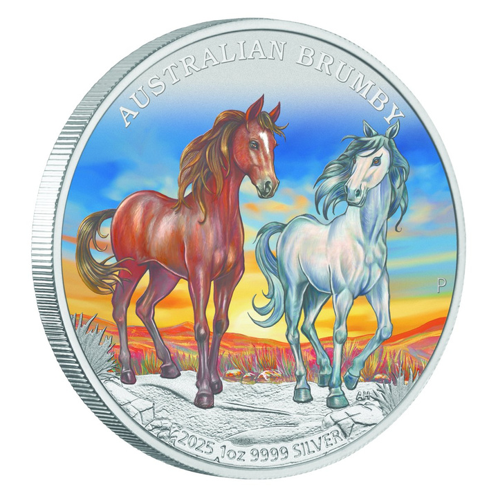 Australský Divoký Kůň – Brumby kolorovaný 1 oz Stříbra 2025