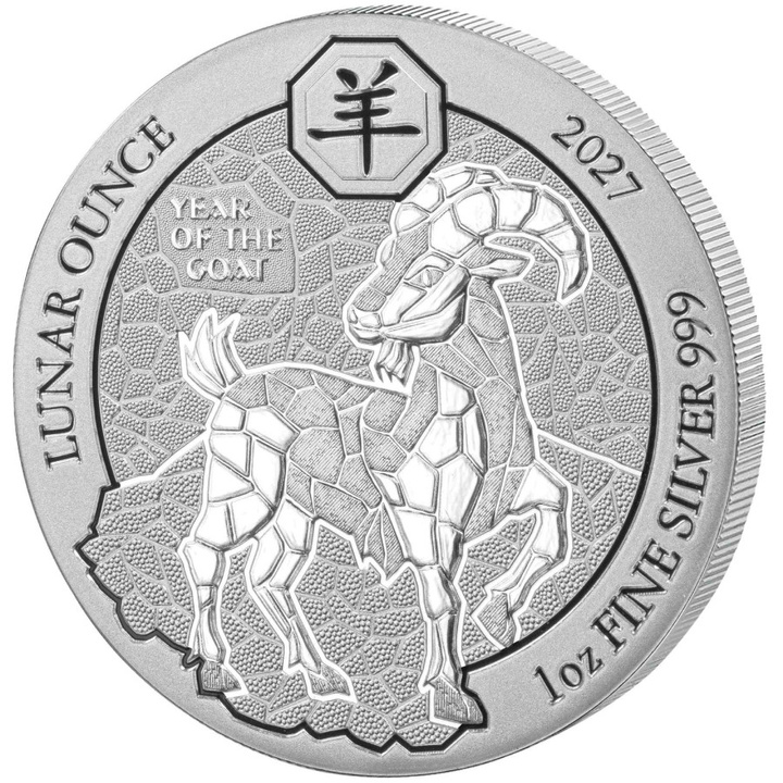 Stříbrná mince Lunar Ounce - Rok kozy 1 unce stříbra 2027