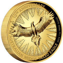 Orzeł Australijski 10. rocznica 1 uncja Złota 2024 Proof High Relief