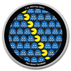 PAC-MAN Pixel Pattern colorized 1 oz Silver