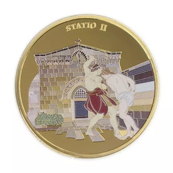 Set 14 monede Via Dolorosa colorată aurită Bronz 2016 Prooflike