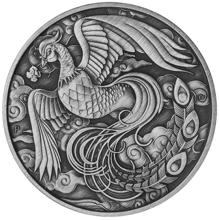 Chinese Myths and Legends: Phoenix 1 uncja Srebra 2023 Antiqued Coin