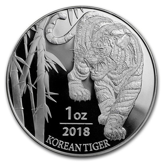 Tigre coréen 1 once d'argent 2018