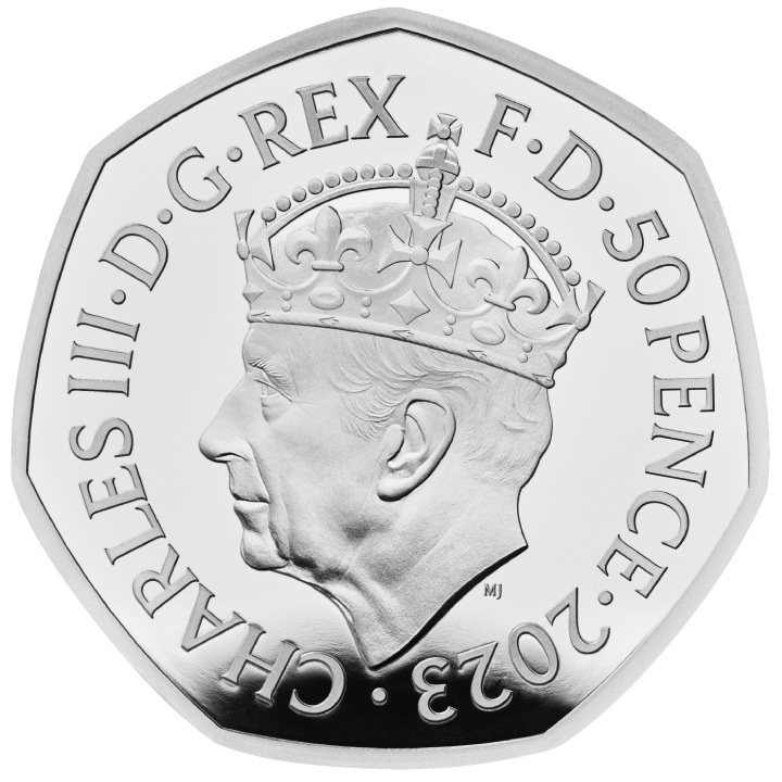 Încoronarea Majestății Sale Regele Charles al III-lea 50p Argint 2023 Proof