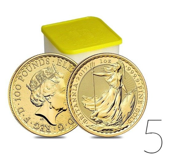 Britannia 1 oz Oro 2019 PAQUETE DE 5 PAQUETES