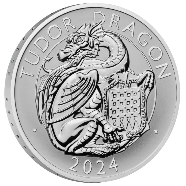 Set di 2 monete The Royal Tudor Beasts: The Tudor Dragon 2 x 1 oncia d'argento 2024 Proof