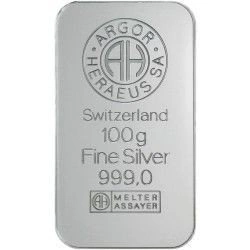 Lingote de plata de 100 gramos Argor - Heraeus