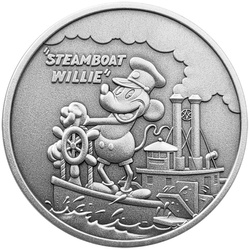 Fiji: Steamboat Willie 1 oncia d'argento 2024 Moneta antica