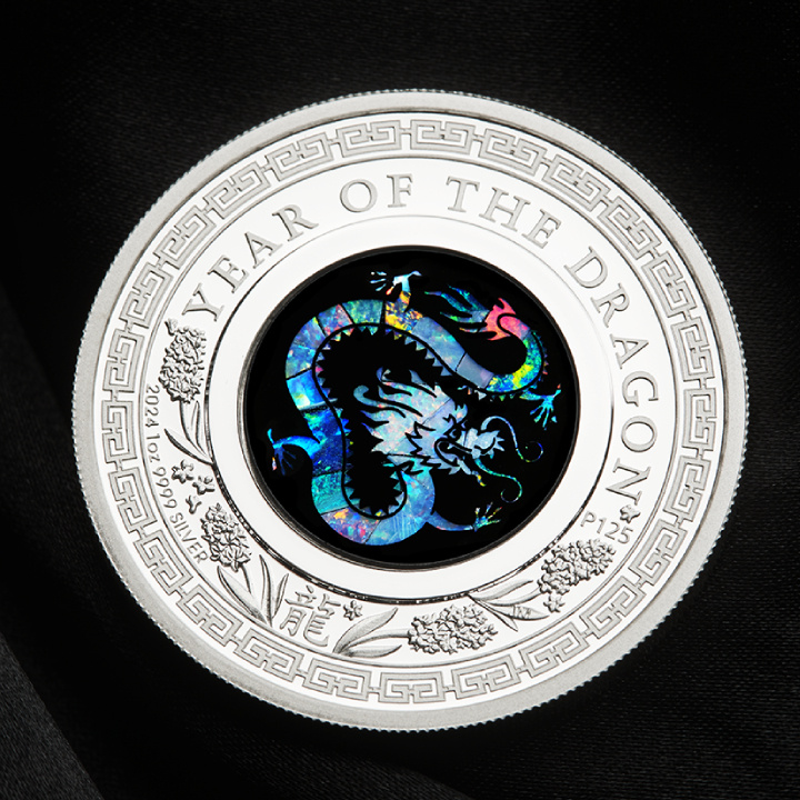 Perth Mint: Lunar III - A sárkány éve 1 uncia ezüst 2024 Proof Opal