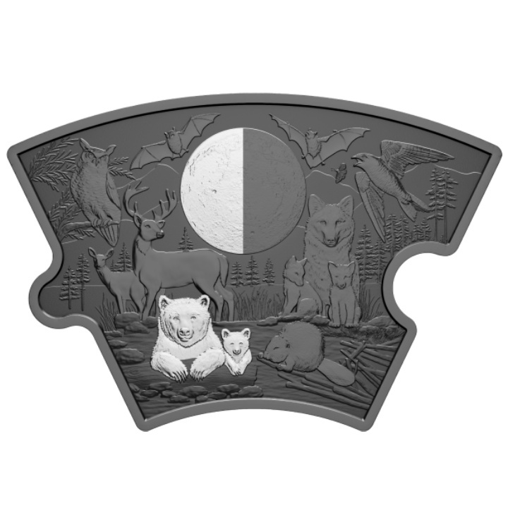 Sada Kanada: Fáze Měsíce 8 stříbrných puzzle mincí 2025 Black Rhodium Reverse Proof