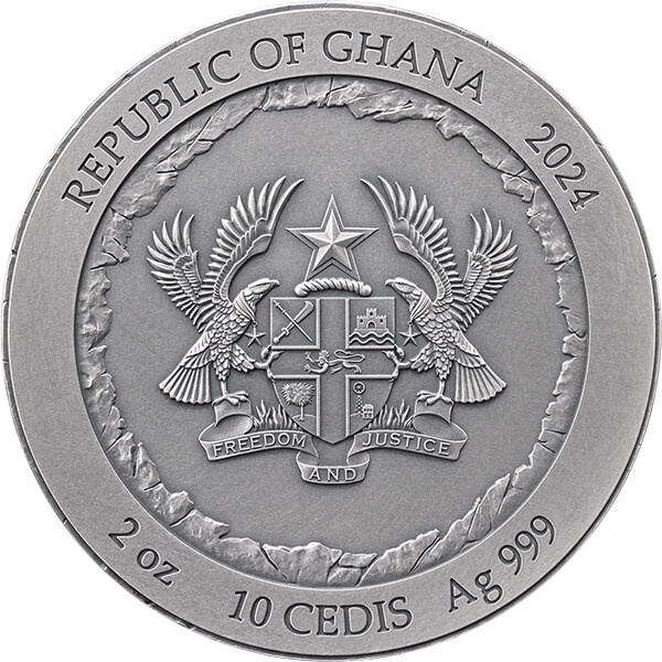 Ghana Rock-cut Monuments Rushmore 2 oz argint 2024 High Relief Antique Finish