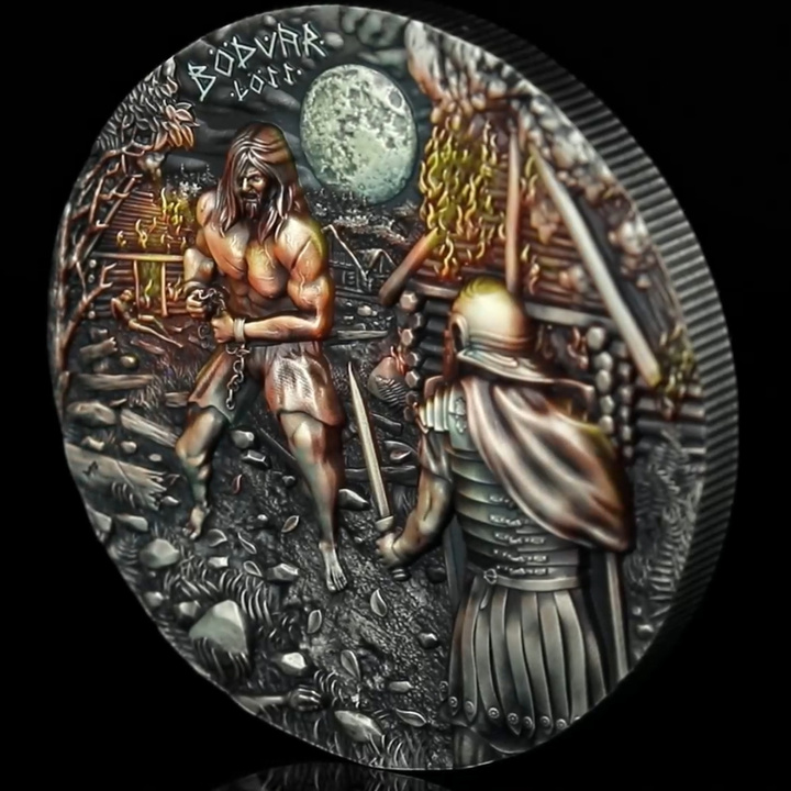 Monnaie en argent Germania Mint : Bödvar Saga - Loss 2 onces Argent 2026 Black Light Colours Ultra High Relief
