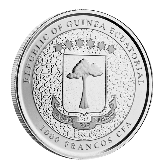 Guinea Equatoriale: Giraffa 1 oncia d'argento 2021 Prooflike