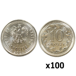 Lengyel Nemzeti Bank: 10 groszy pénzverde zsák (100 darab) 2024-es UNC