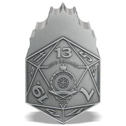 Niue: Dungeons & Dragons 50th Anniversary - Red Dragon D20 2 uncje Srebra 2024 Antiqued Coin