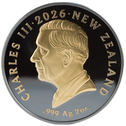 Kiwi placcato in oro 2 once d'argento 2026 Black Proof