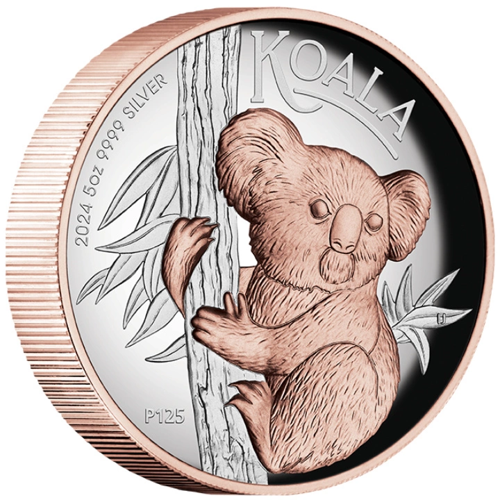 Australian Koala 5 oz Silber 2024 Proof High Relief Gilded Coin