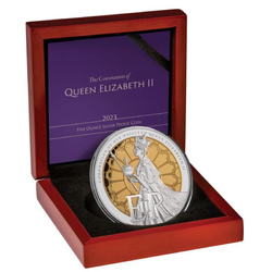 Tokelau: The Coronation of Queen Elizabeth II pozłacany 5 uncji Srebra 2023 Proof