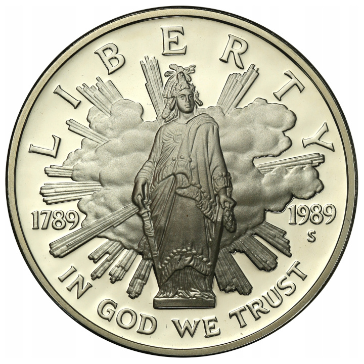 USA: A Kongresszus 200. évfordulója 1 dollár ezüst 1989