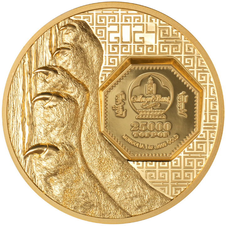 Mongolia: Leopardo de las Nieves 1 oz Oro 2024 Prueba Ultra Alto Relieve