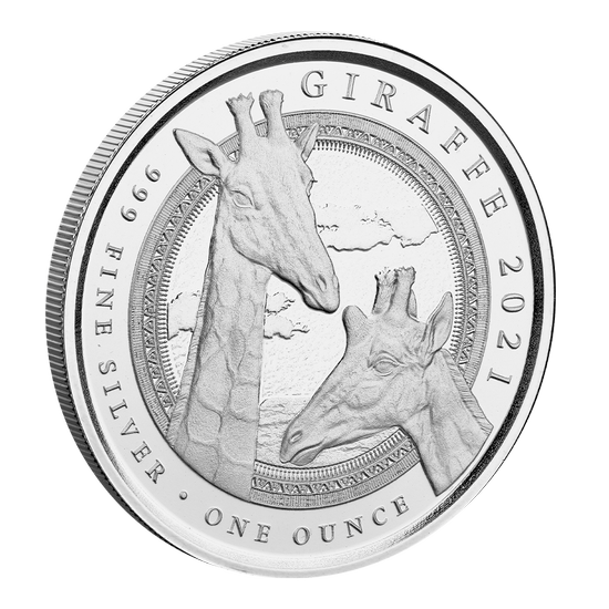 Equatorial Guinea: Giraffe 1 uncja Srebra 2021 Prooflike