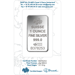 1 oz Bar Silber PAMP Suisse Rose